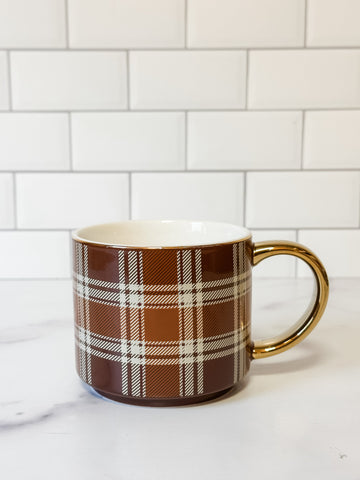 Brown Plaid Coffee Mug