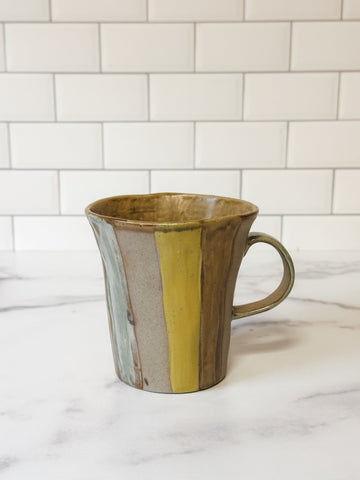 16oz. Hand-Painted Stoneware Mug With Stripes