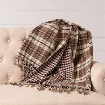 Reversible Brushed Cotton Plaid Throw