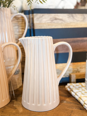 40 oz. Stoneware Ribbed Pitcher, Cream