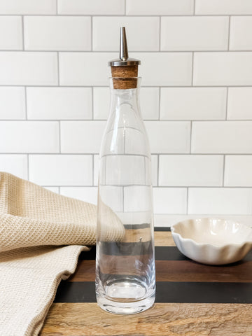 8 oz. Glass Cruet With Stainless Steel & Cork Spout
