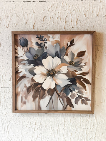 Blue & Tan Floral Display Print