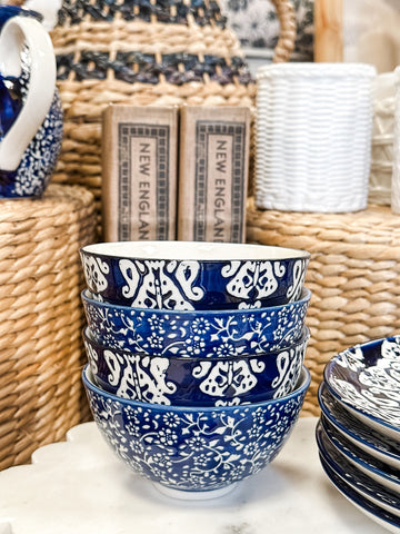 Blue Floral Bowls, 2 Styles