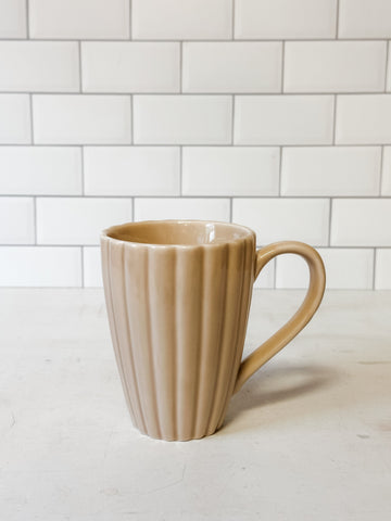 Blush Stoneware Ribbed Mug