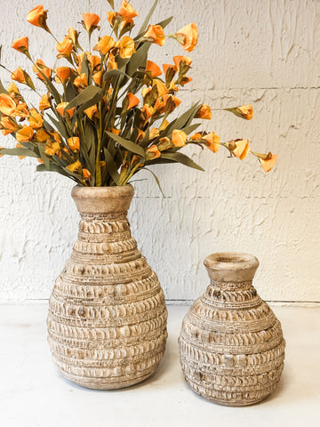 Carved Wood Vases, 2 Sizes