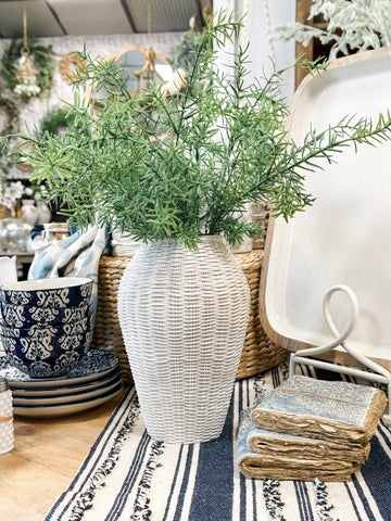 White Resin Basket Weave Vase, 2 Sizes