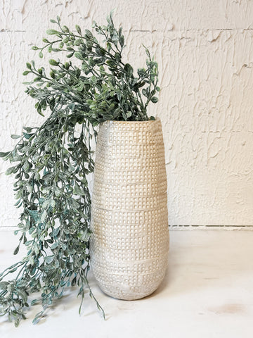 Embossed White Vase