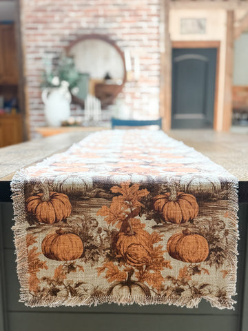 Fall Leaves and Pumpkins Reversible Table Runner