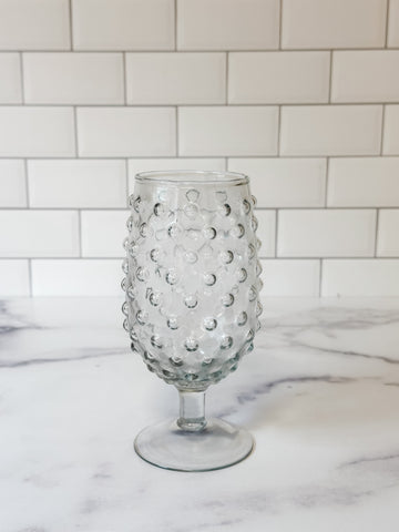 Glass Hobnail Stemmed Glass