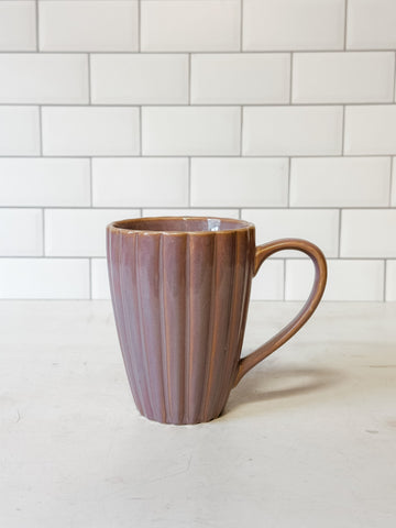 Lavender Stoneware Ribbed Mug