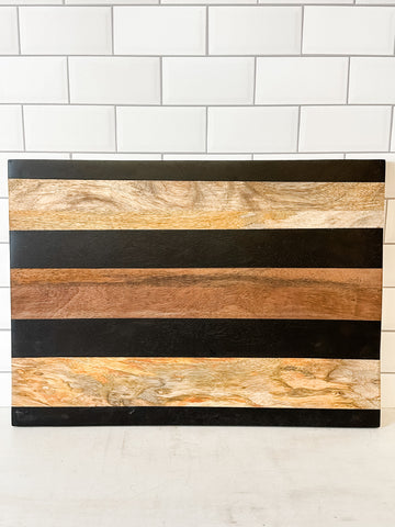 Mango Wood Cheese and Cutting Board With Stripes