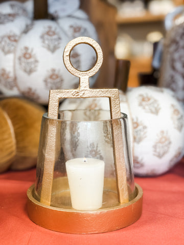 Mini Gold Aluminum & Glass Lantern