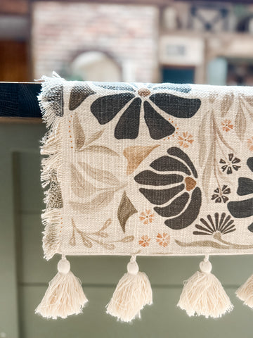 Modern Botanical Cotton Table Runner