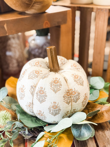 Rust & Cream Block Print Pumpkin