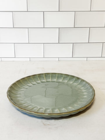 Sage Green Stoneware Fluted Plate