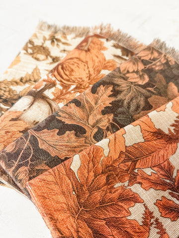 Set of 4 Leaf and Pumpkin Assorted Napkins