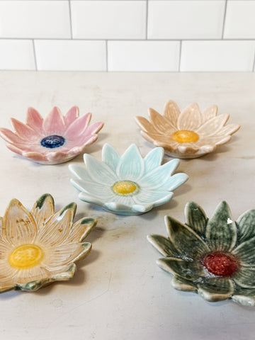 Stoneware Flower Shaped Dish, Small