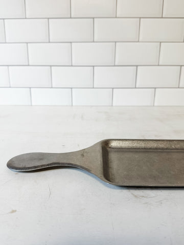Stainless Steel Serving Tray With Handle, Brushed Pewter Finish