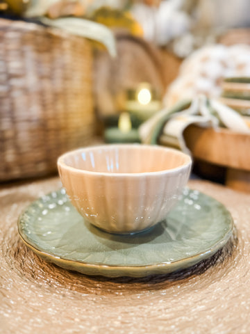 Stoneware Fluted Bowl, Blush