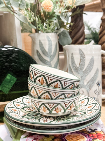 Stoneware Green Botanical Bowl, 4"