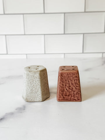 Stoneware Salt & Pepper Shakers, Set of 2 (Each One Will Vary)