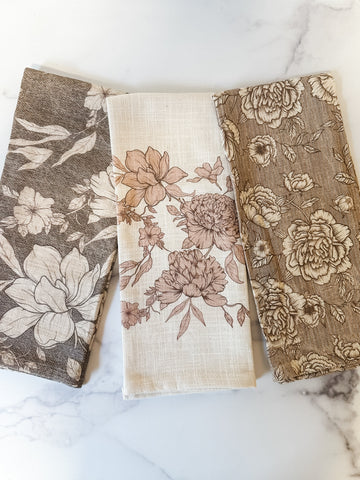 Sepia Floral Tea Towels