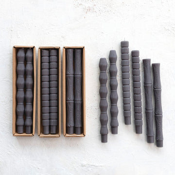 Unscented Sculpted Taper Candles, Charcoal