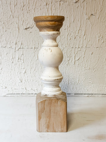 White Painted Candle Pillar Holder