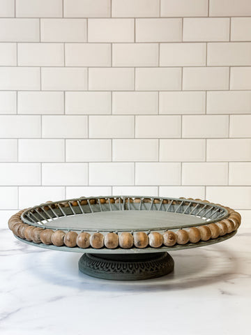 Boho Wood & Metal Ball Cake Stand