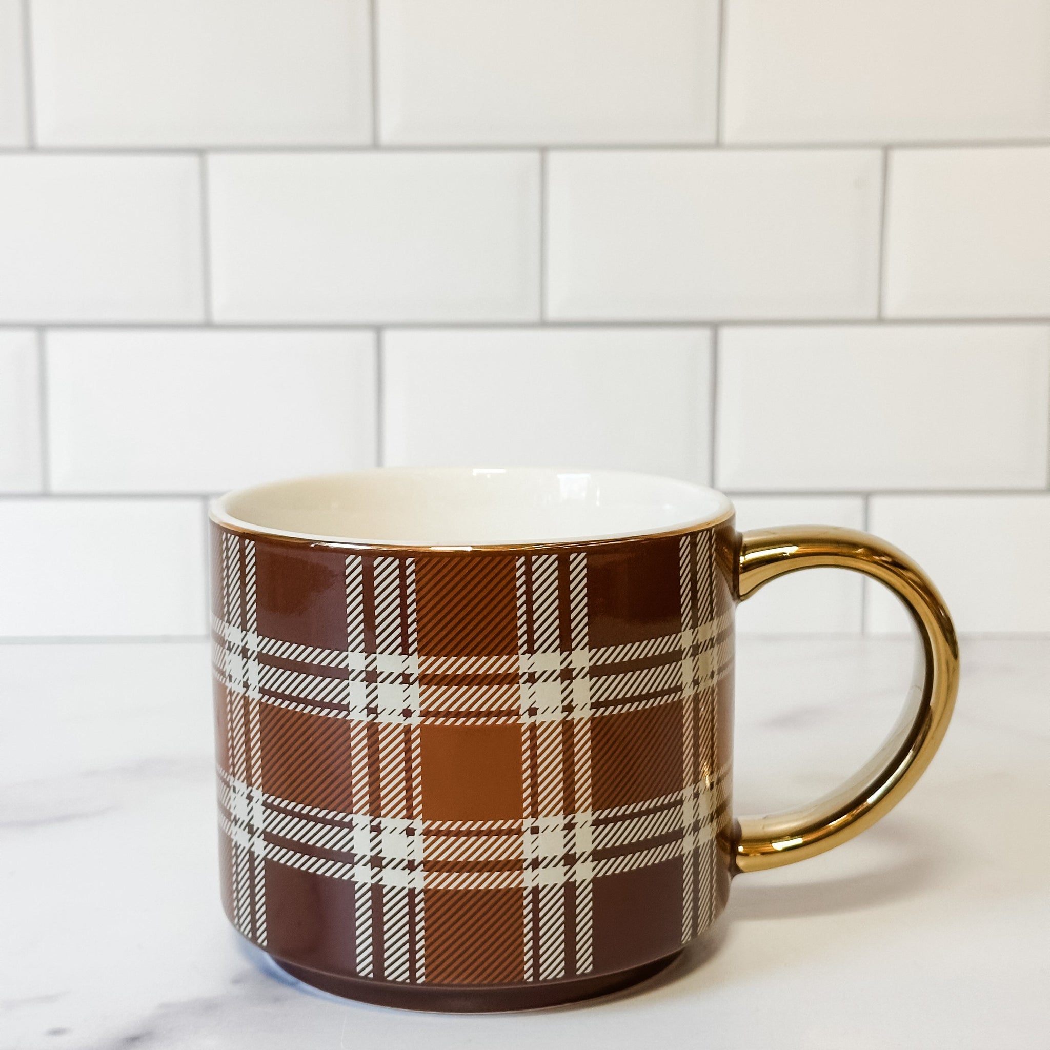 Brown Plaid Coffee Mug