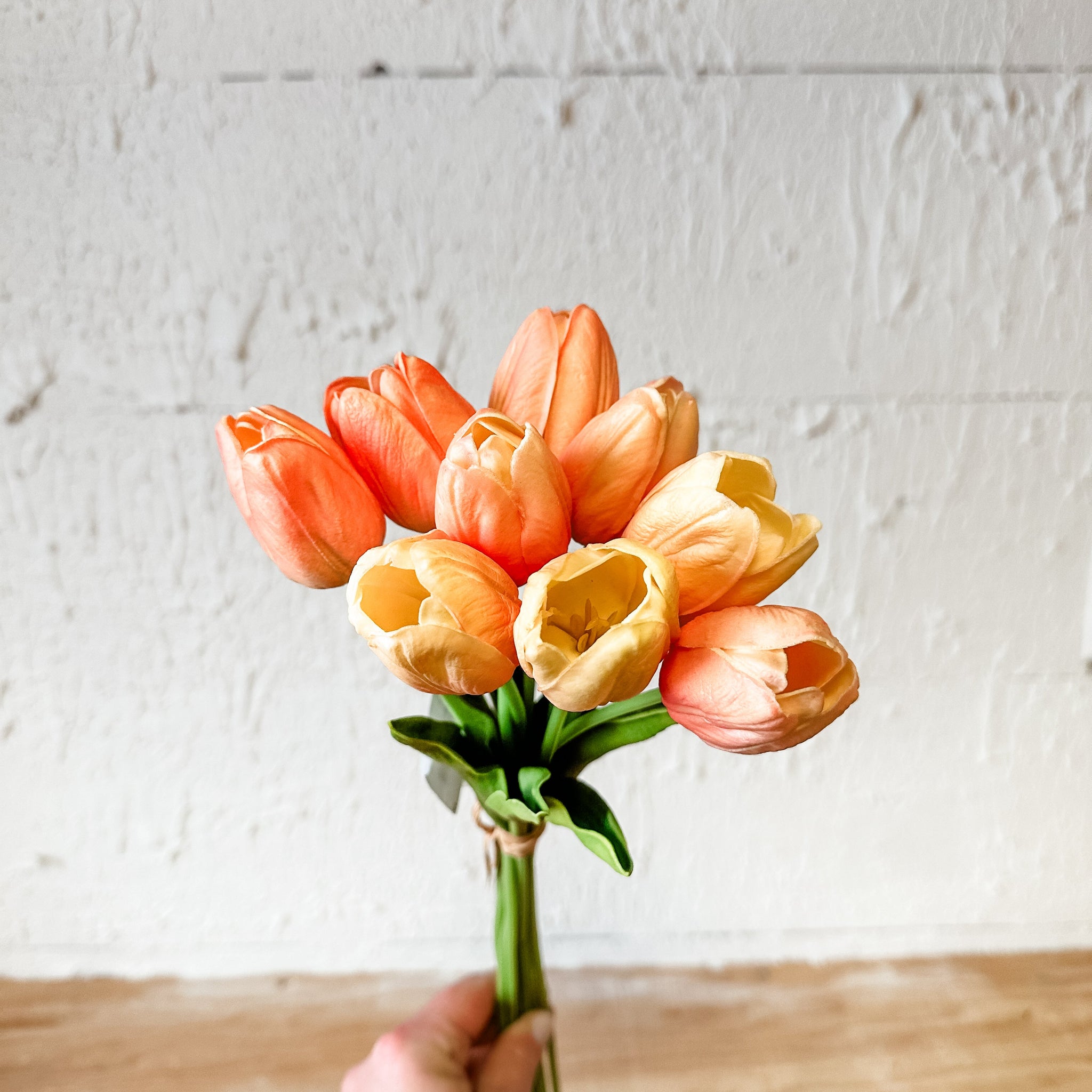 15" Real Touch Tulip Bundle, Peach