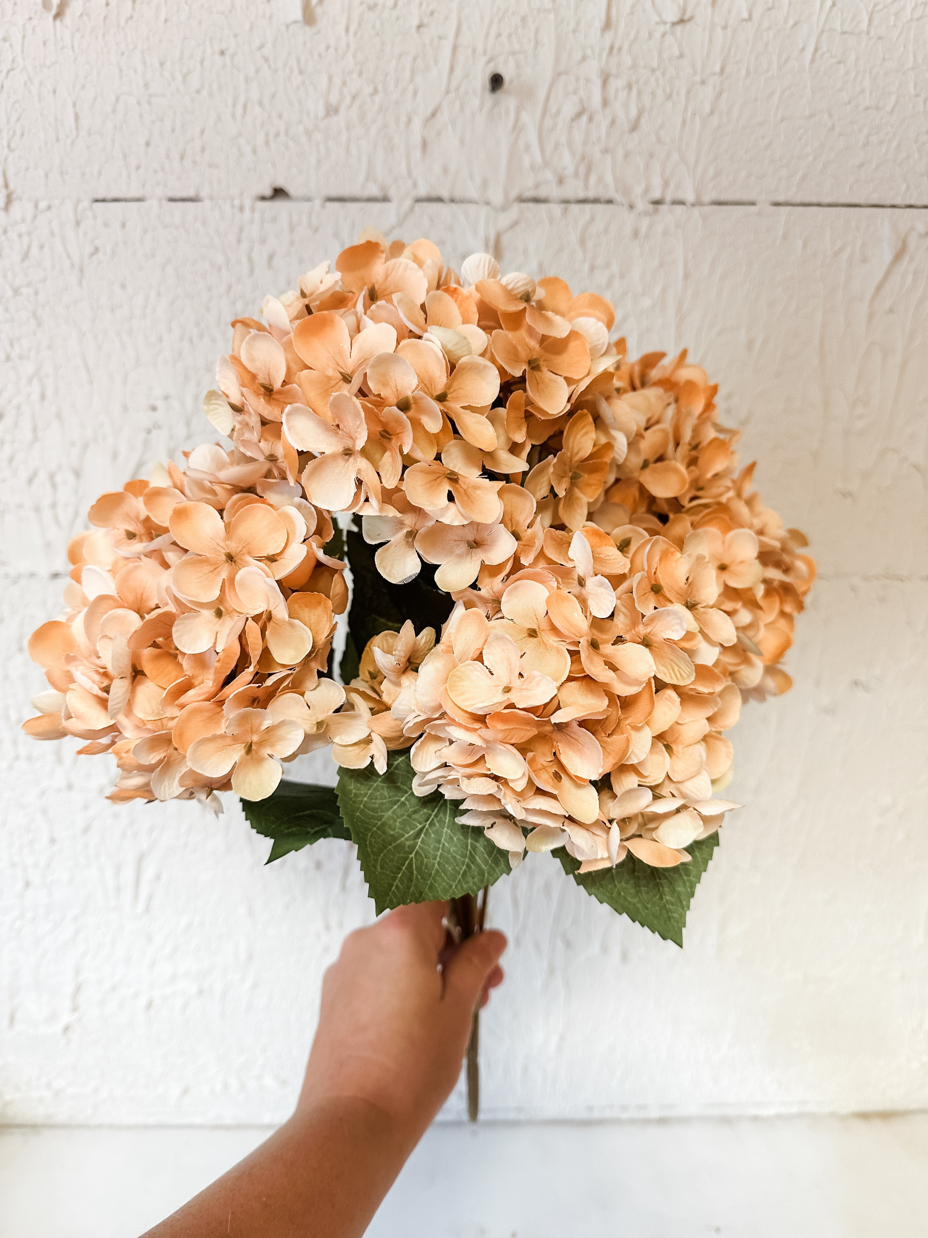 18" Faux Hydrangea Bush – Taupe, Beige, or Burgundy