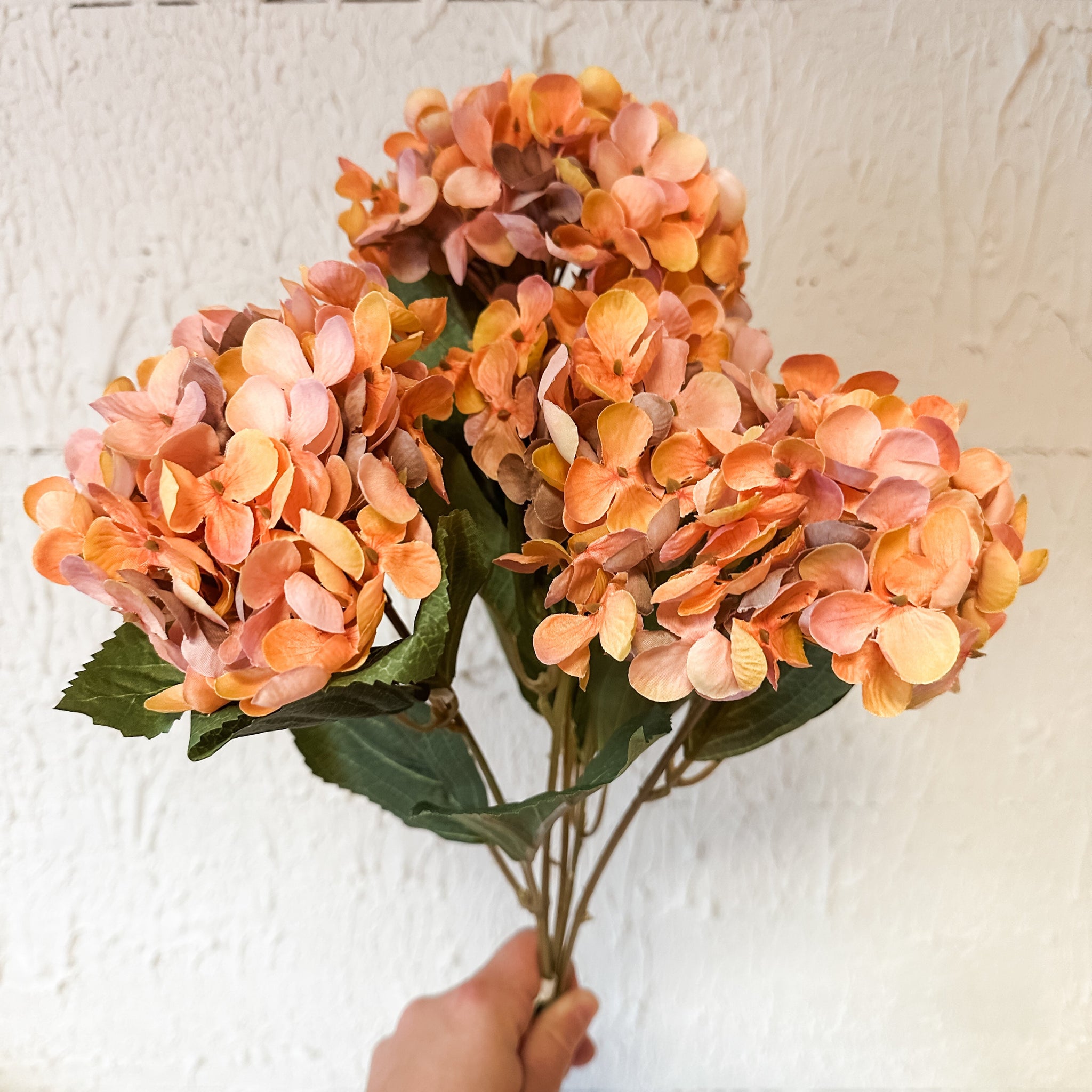 18" Faux Hydrangea Bush – Taupe, Beige, or Burgundy