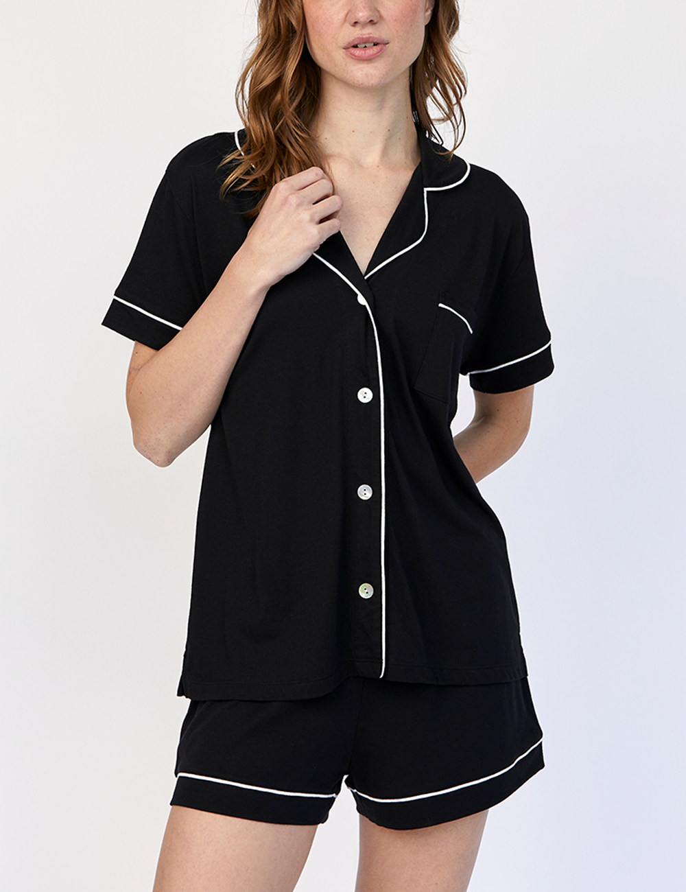 Boyfriend Short PJ Set Black