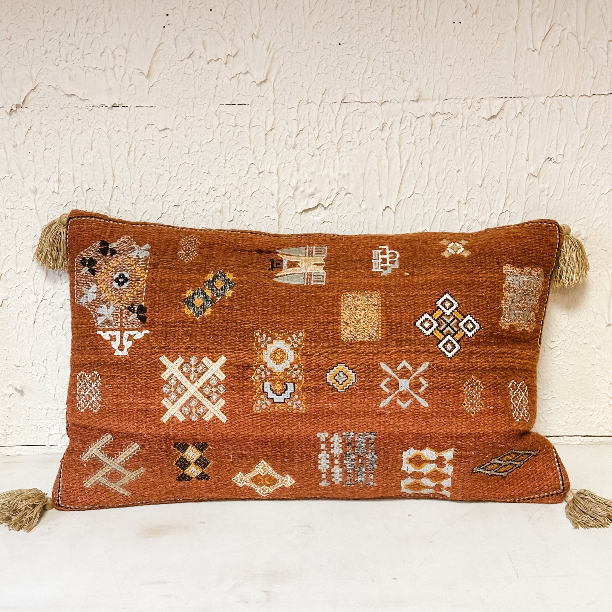 Embroidered Lumbar Pillow
