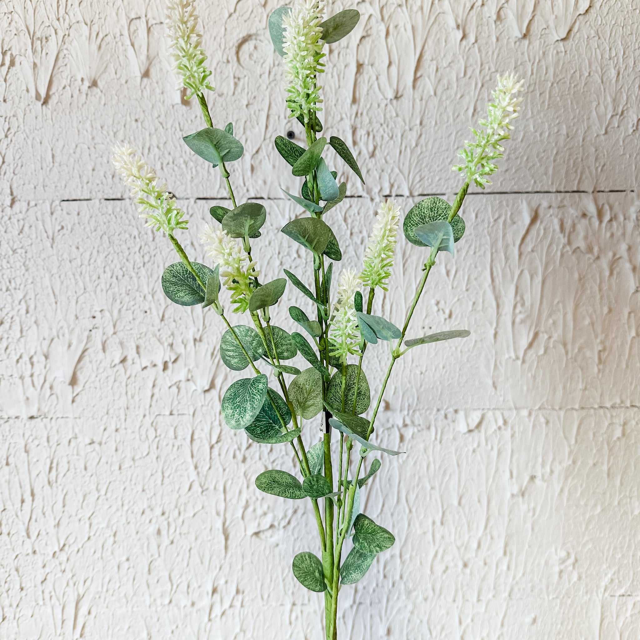 Cream Lavender With Eucalyptus Leaves Stem