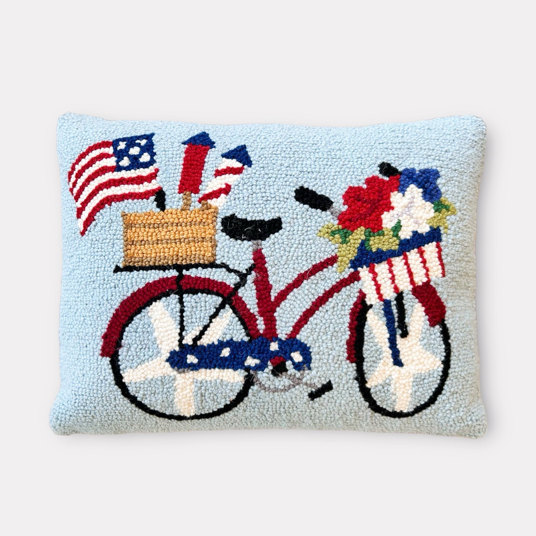 4th of July Bike Hooked Pillow