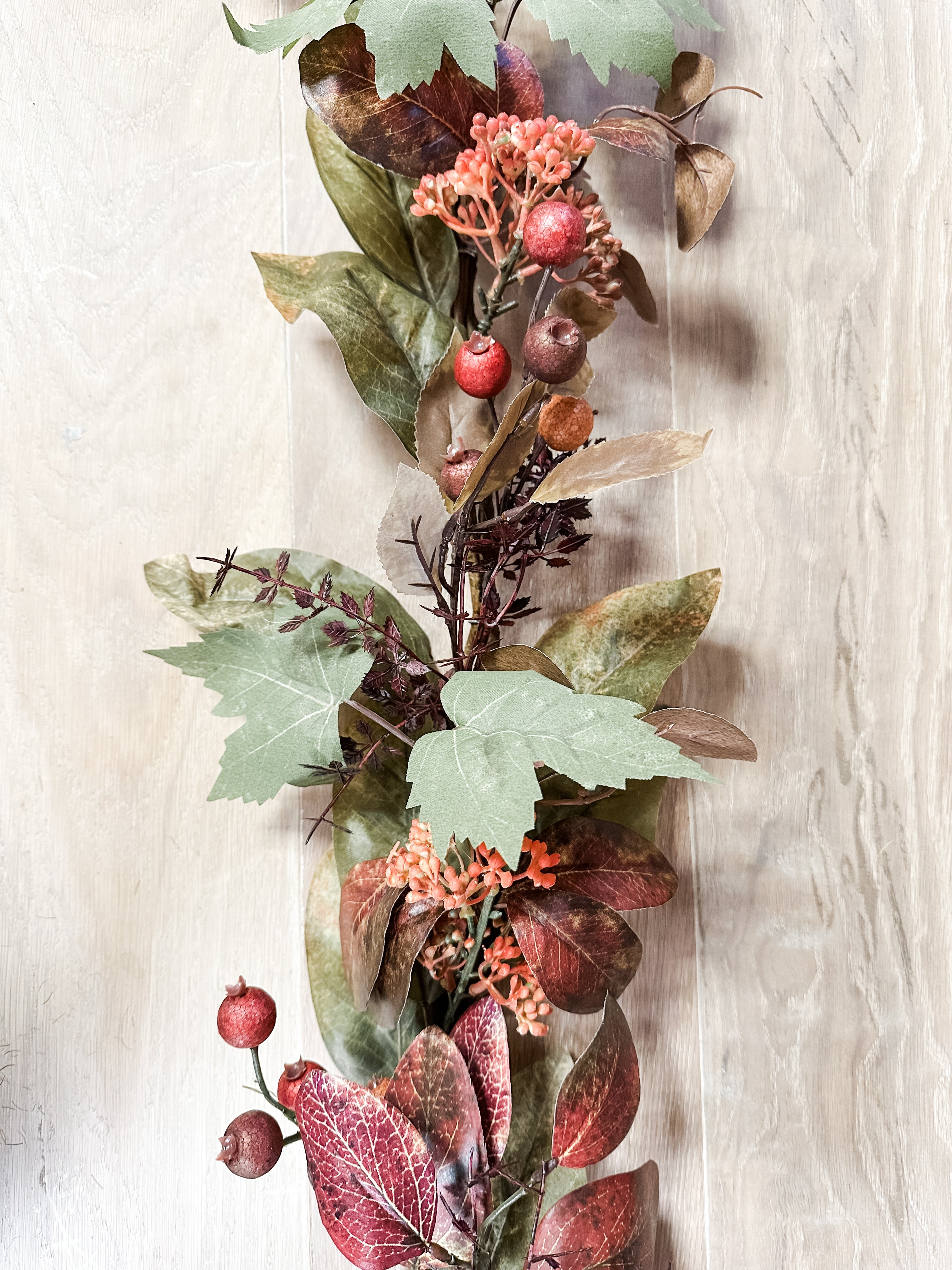 Burgundy Berry & Mixed Leaf Garland – 6' Long
