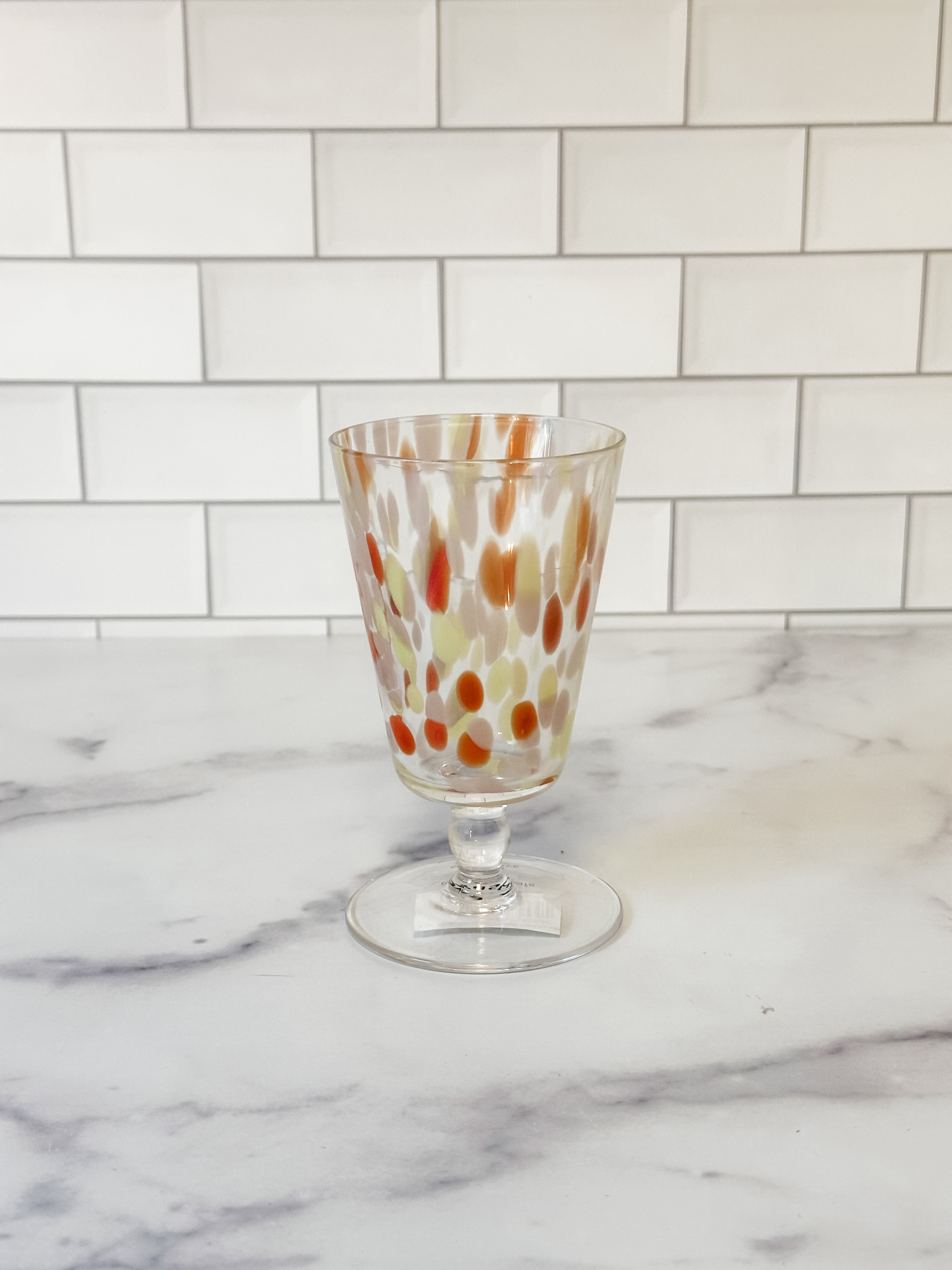 8 oz. Blown Stemmed Confetti Drinking Glass, 4 Styles
