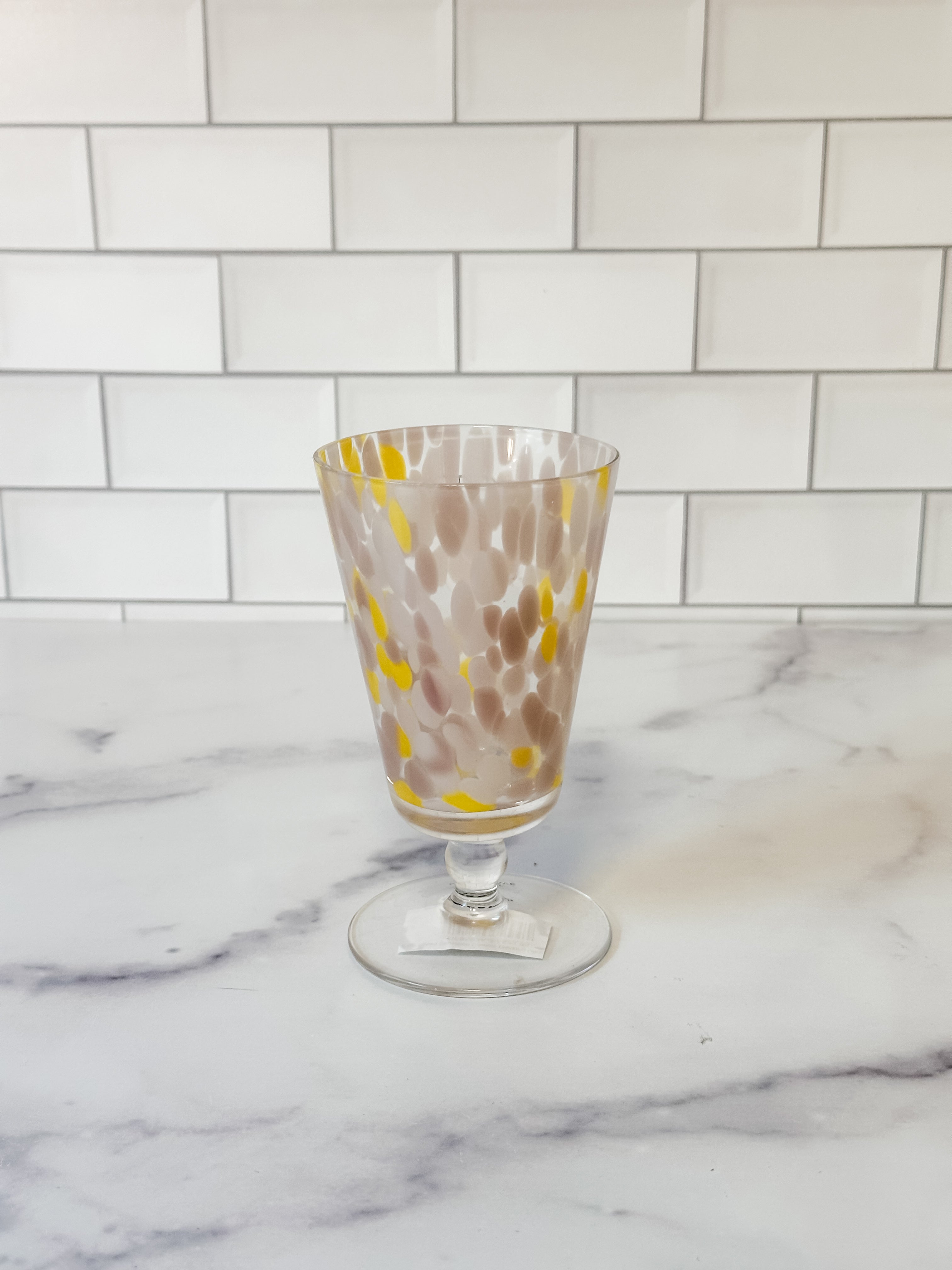 8 oz. Blown Stemmed Confetti Drinking Glass, 4 Styles