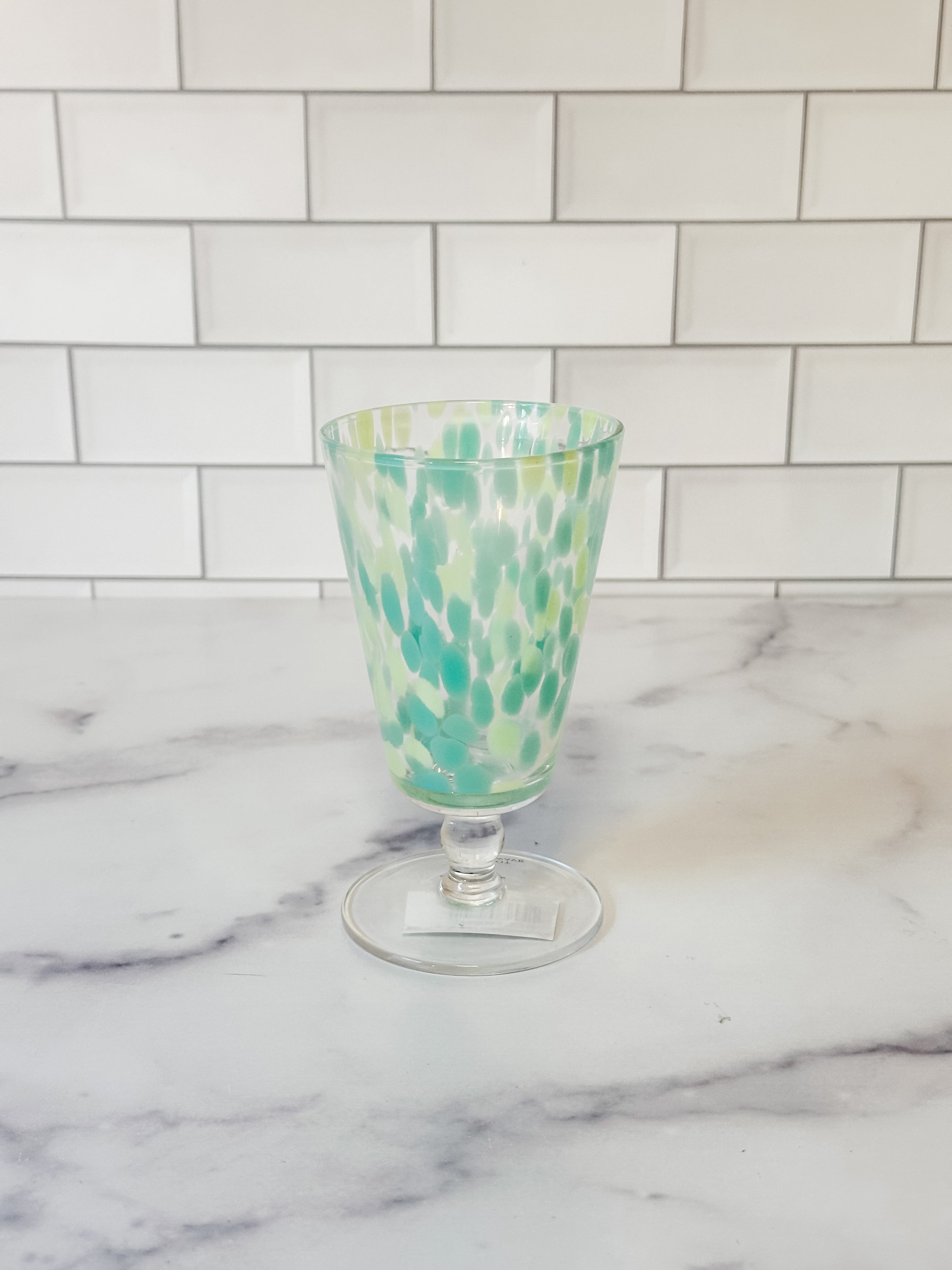 8 oz. Blown Stemmed Confetti Drinking Glass, 4 Styles