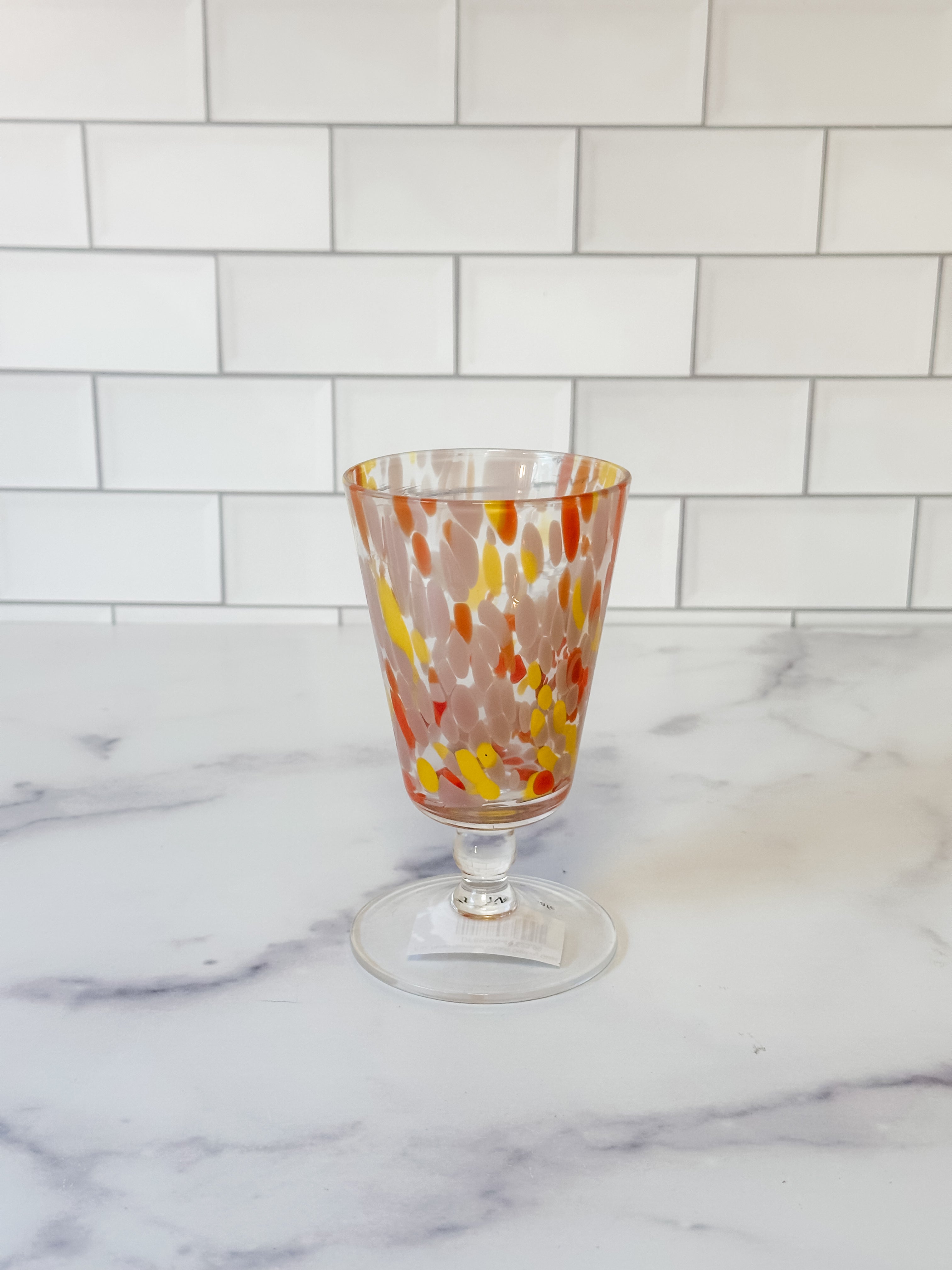8 oz. Blown Stemmed Confetti Drinking Glass, 4 Styles