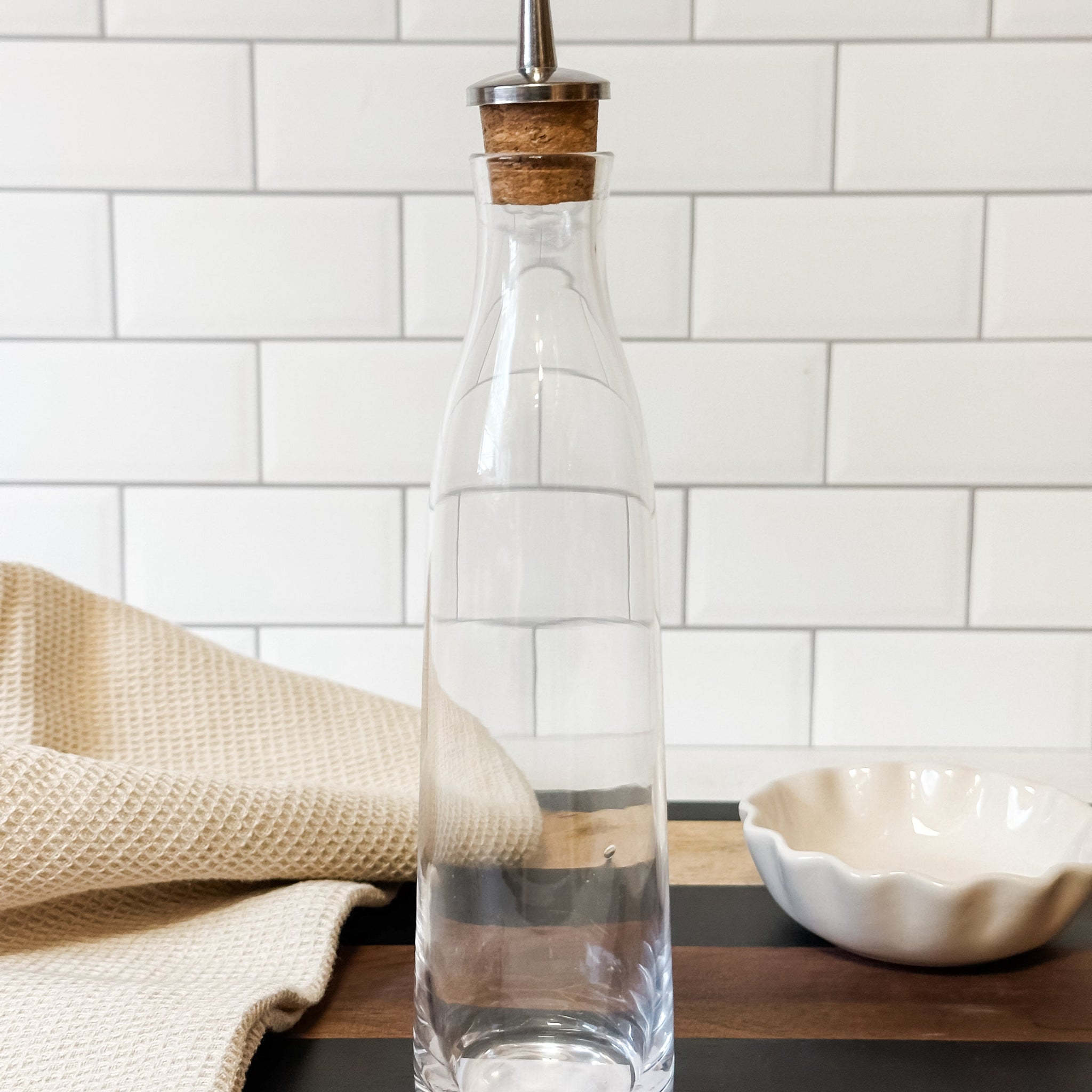 8 oz. Glass Cruet With Stainless Steel & Cork Spout
