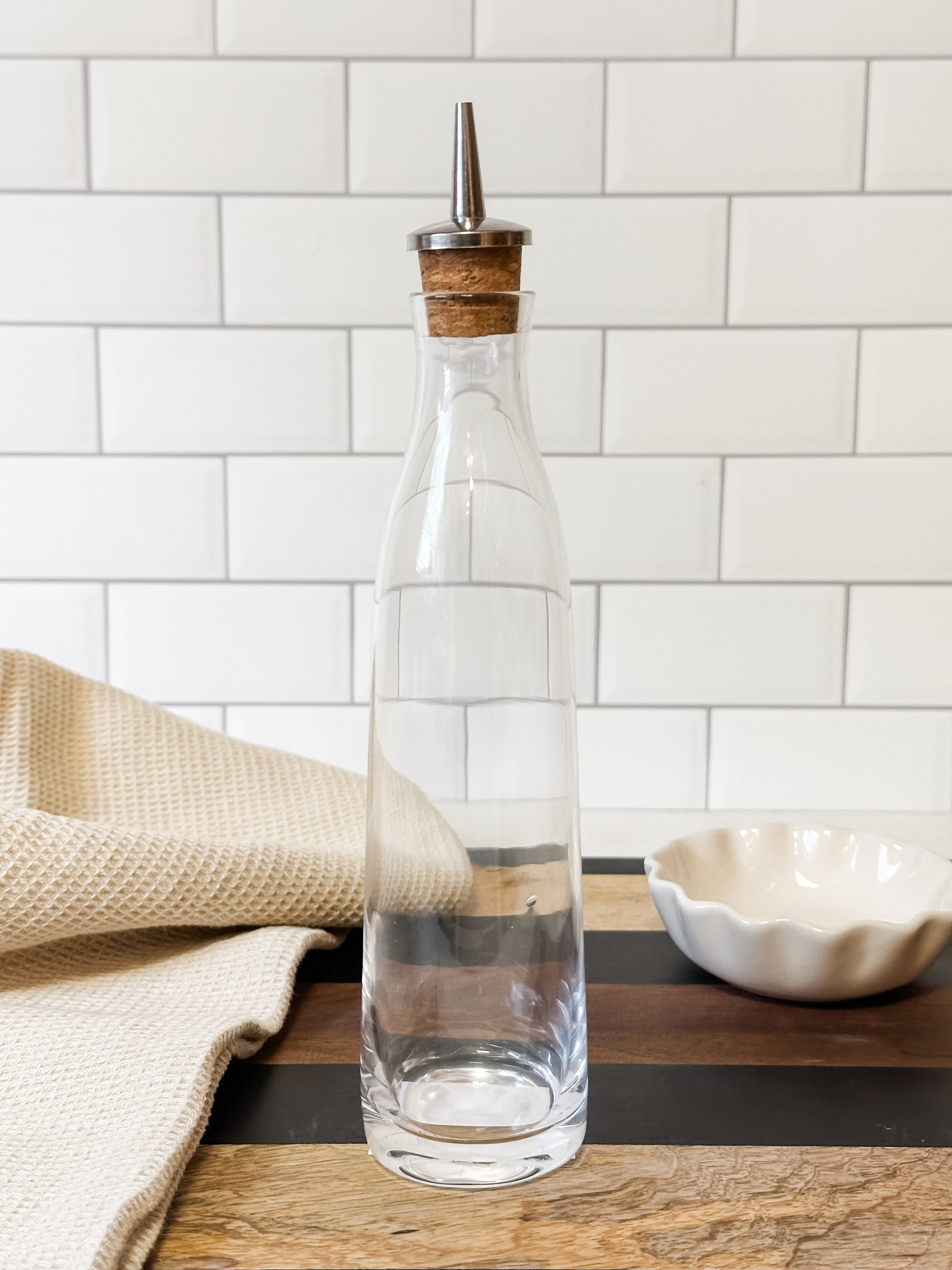 8 oz. Glass Cruet With Stainless Steel & Cork Spout