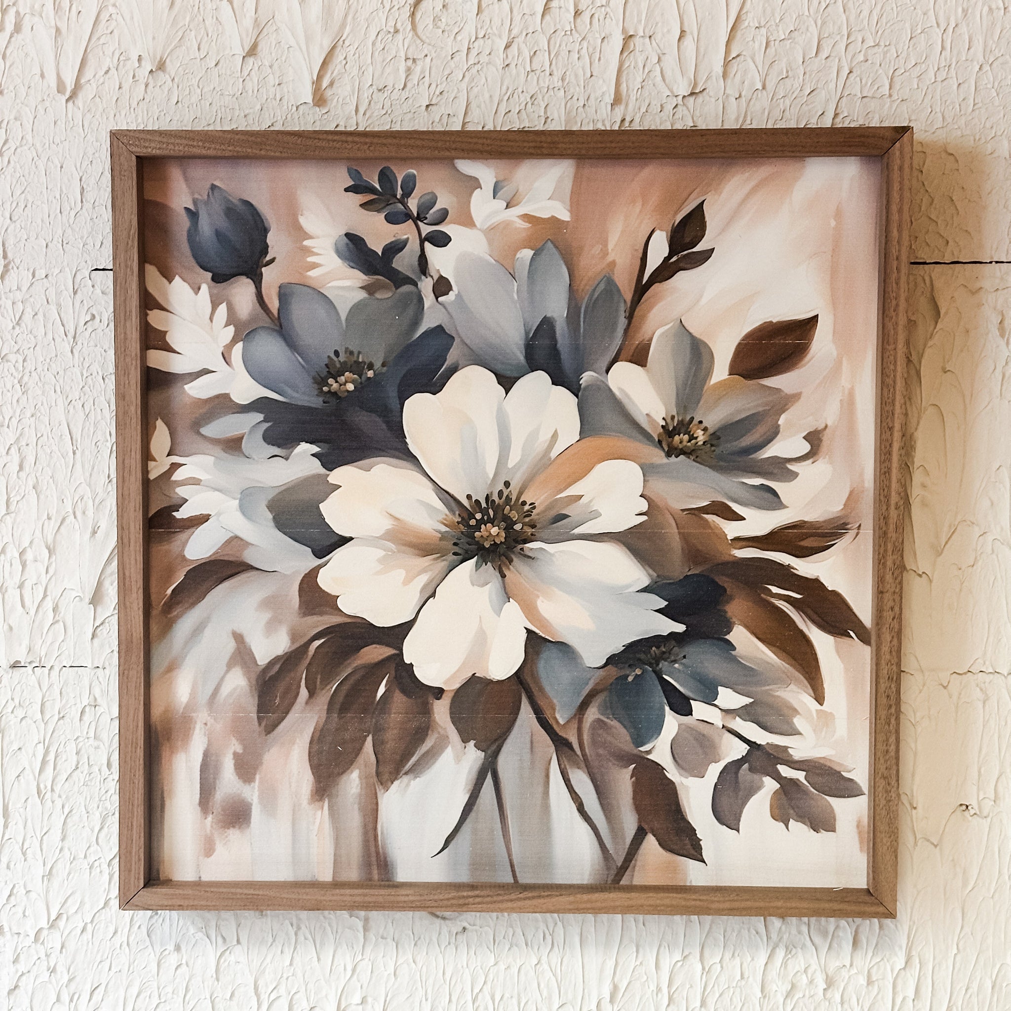Blue & Tan Floral Display Print