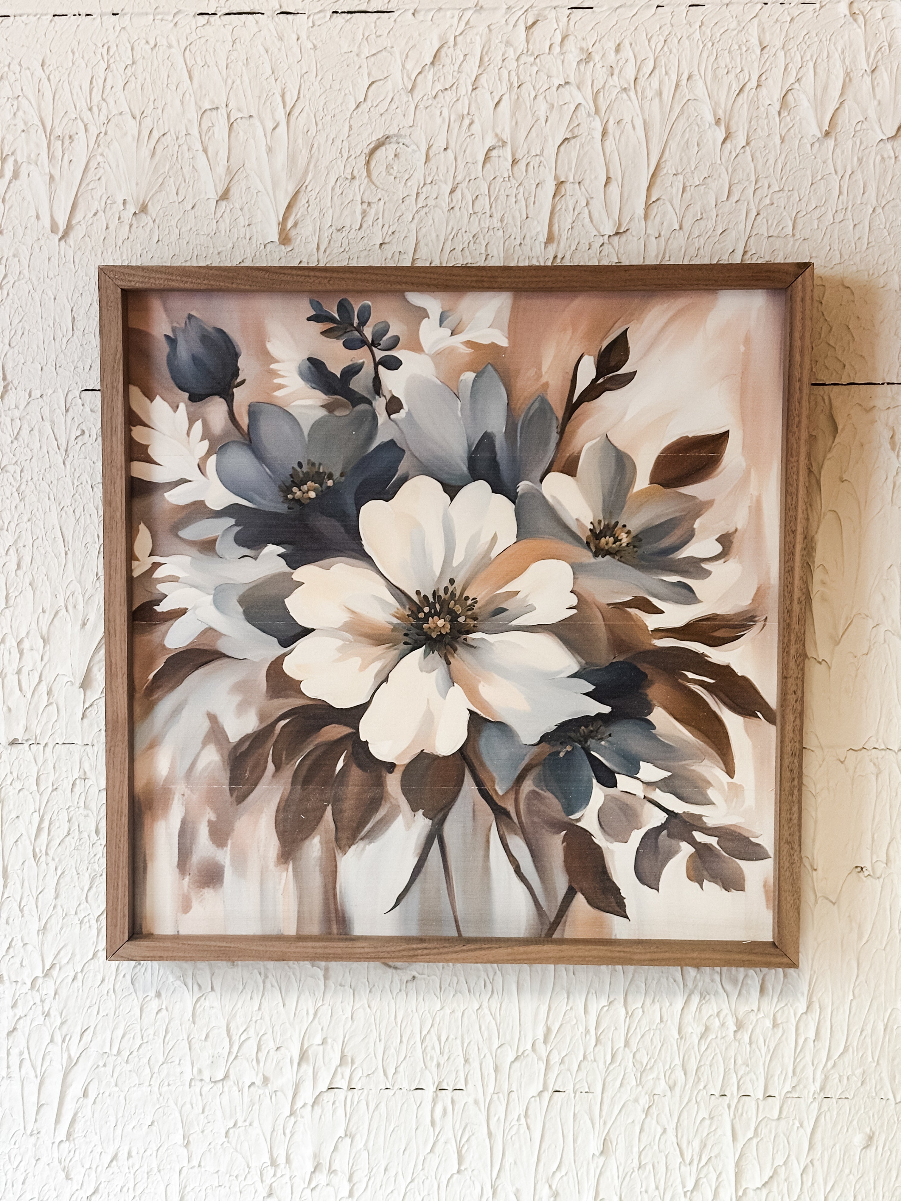 Blue & Tan Floral Display Print