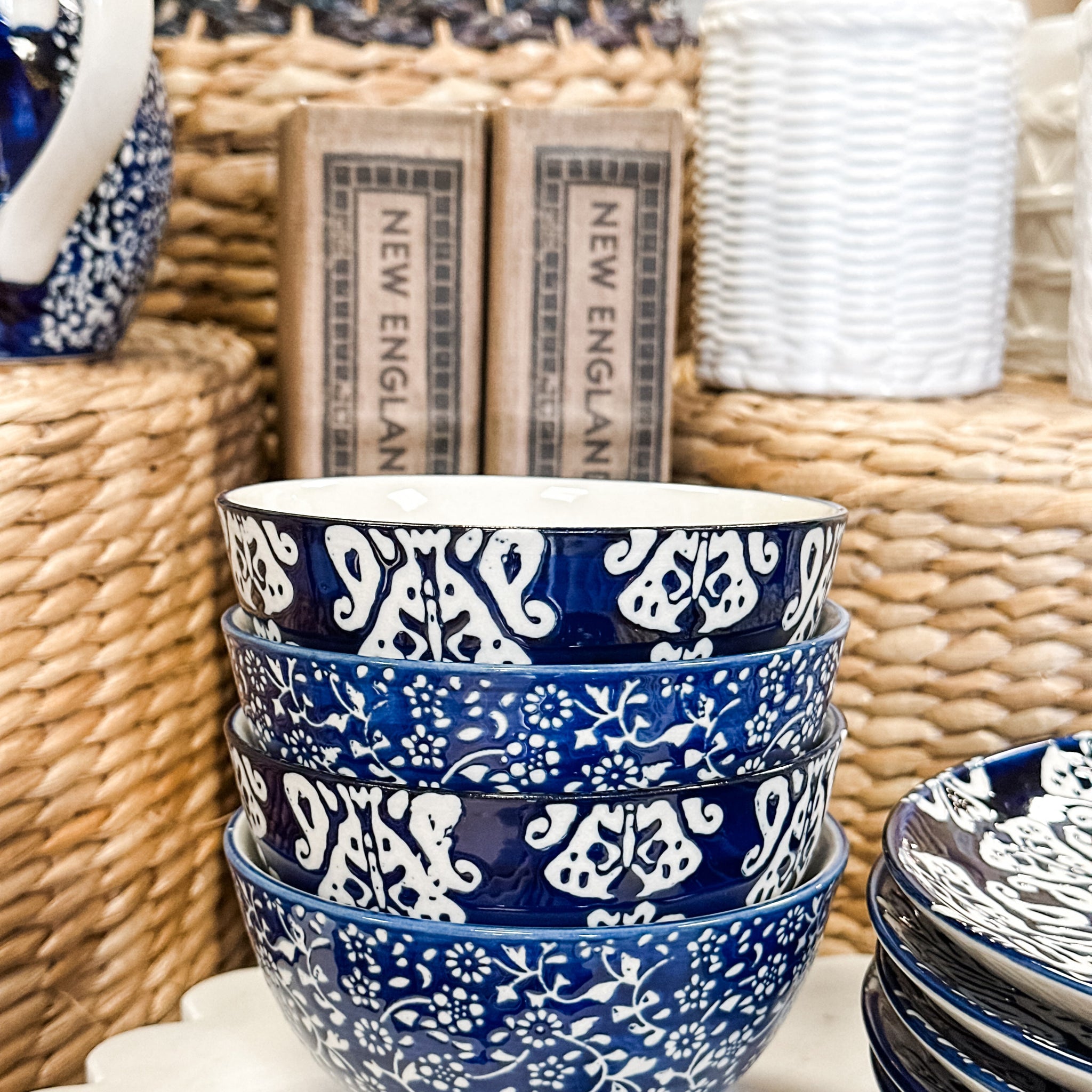 Blue Floral Bowls, 2 Styles