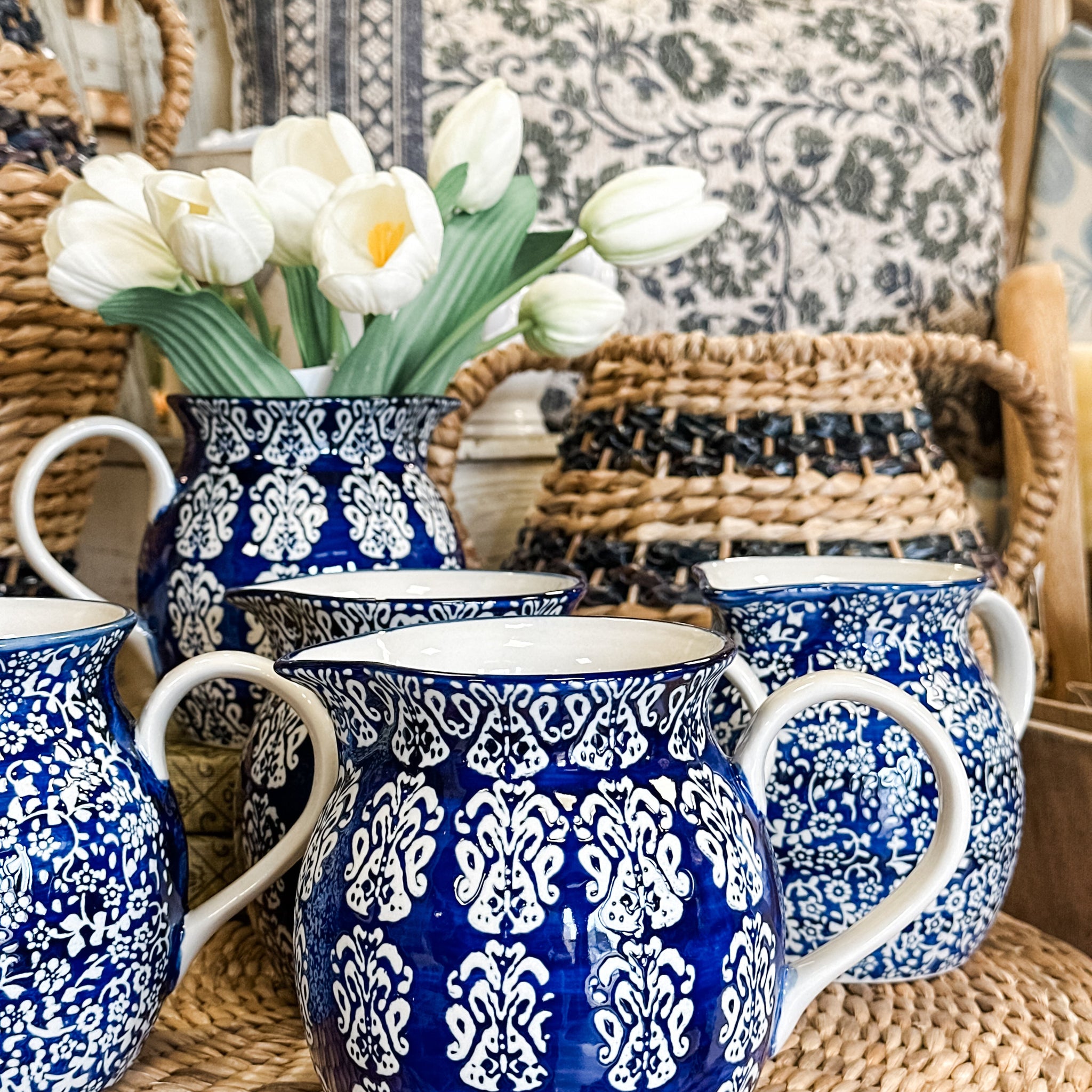 Blue Floral Pitchers, 2 Styles