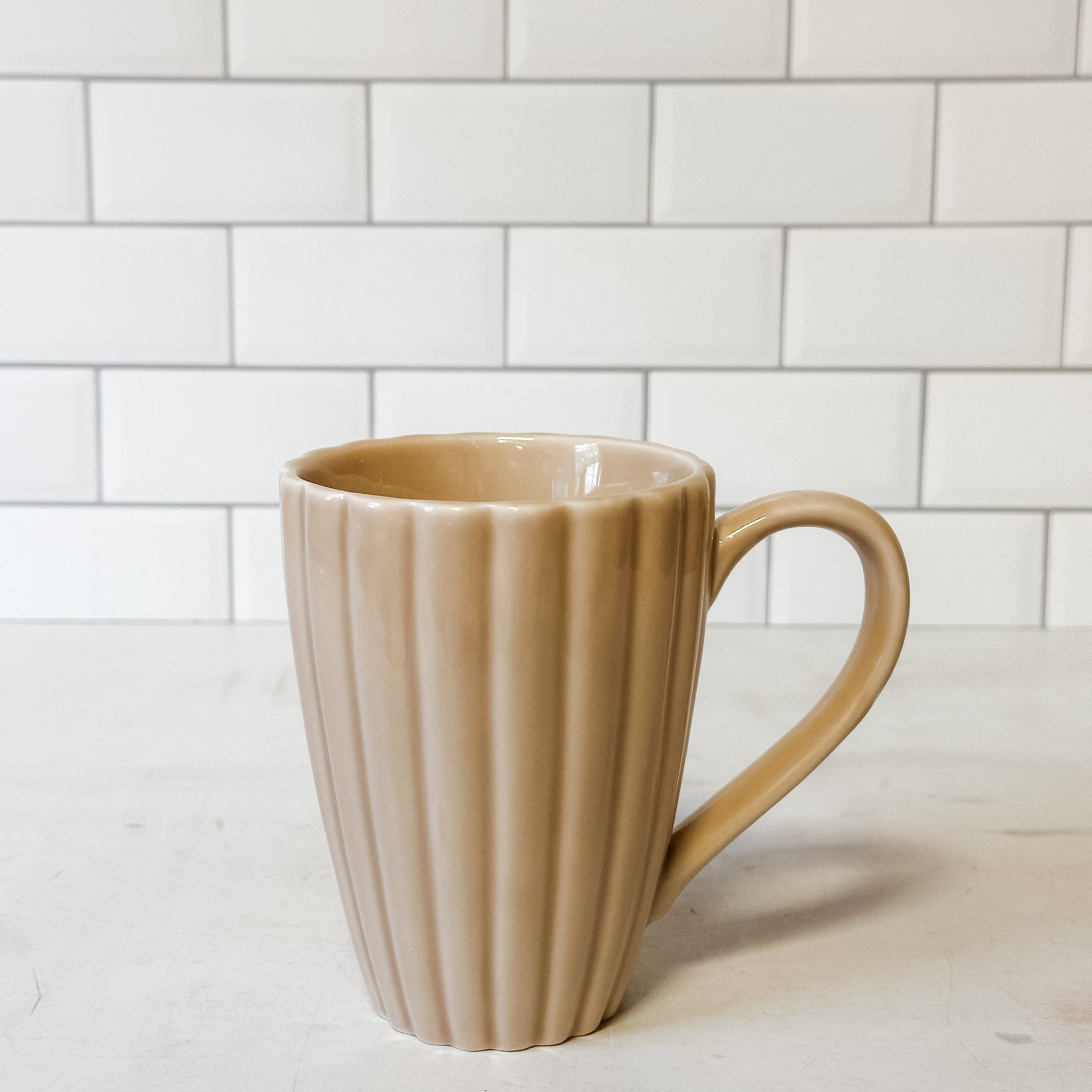 Blush Stoneware Ribbed Mug