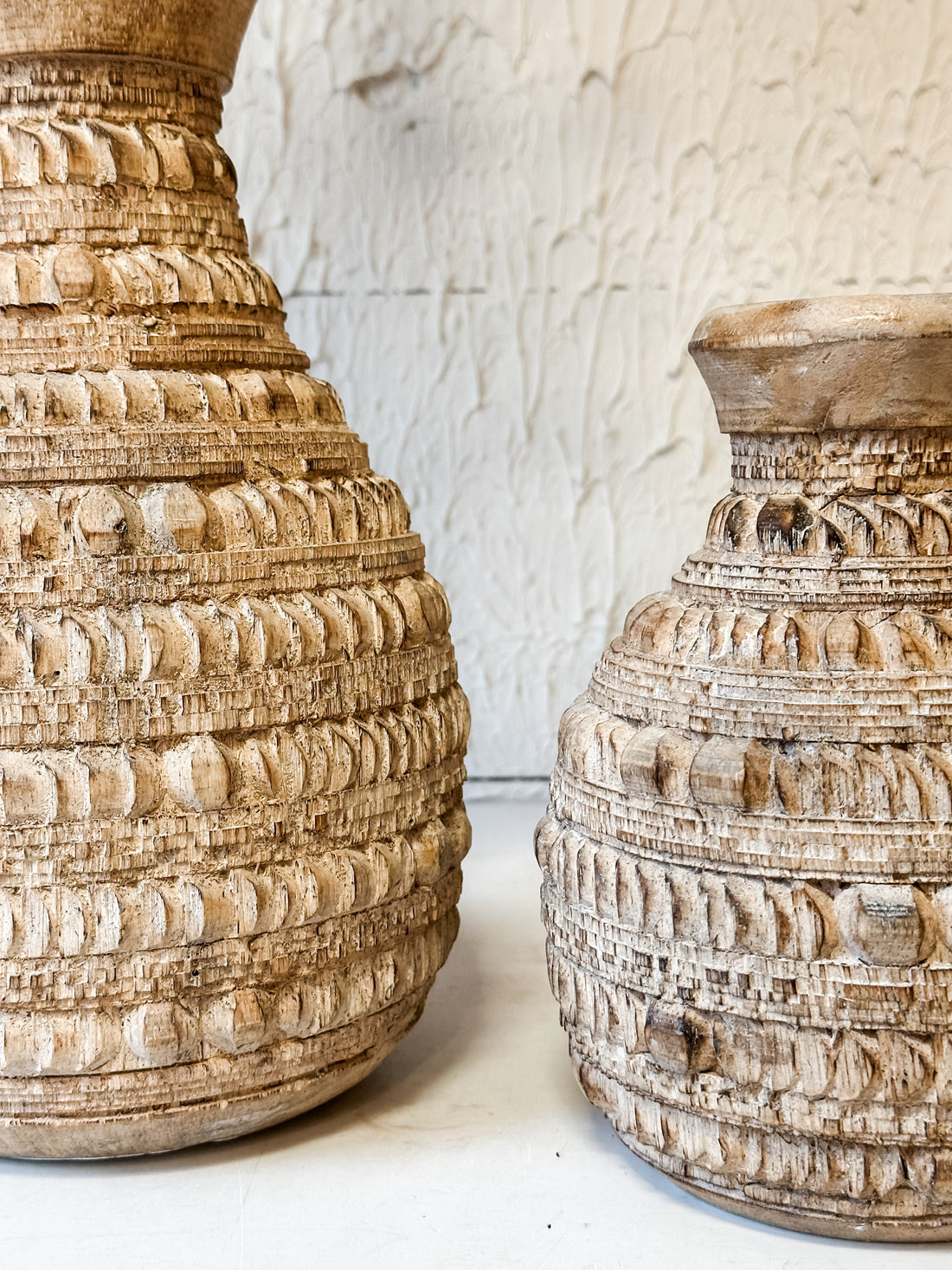 Carved Wood Vases, 2 Sizes